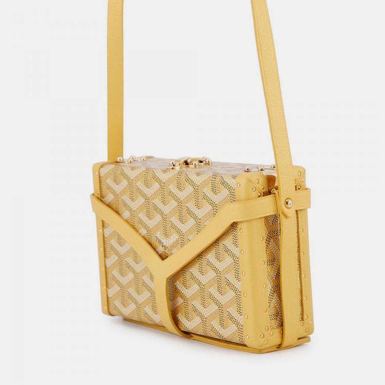 Pre Owned Goyard Menodiaire Trunk Shoulder Bag Gold/Yellow Pvc Leather