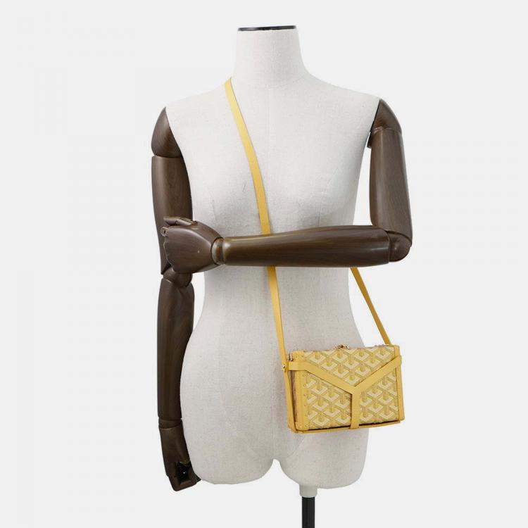 Pre Owned Goyard Menodiaire Trunk Shoulder Bag Gold/Yellow Pvc Leather