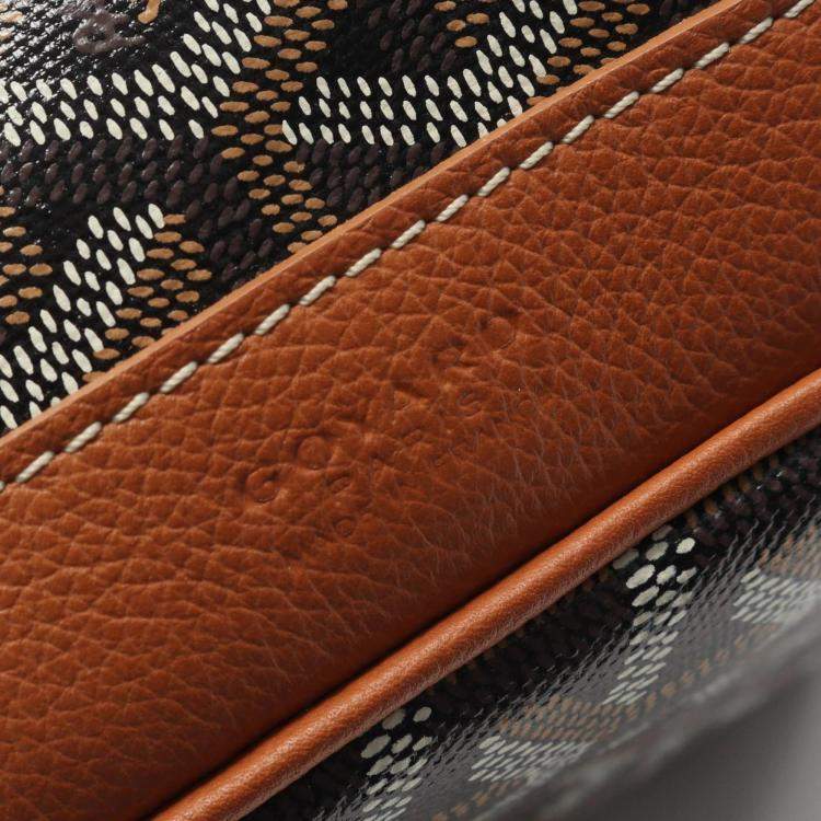 Pre Owned Goyard Petit Flo Black/Brown Coated Canvas Leather. Shoulder Bag