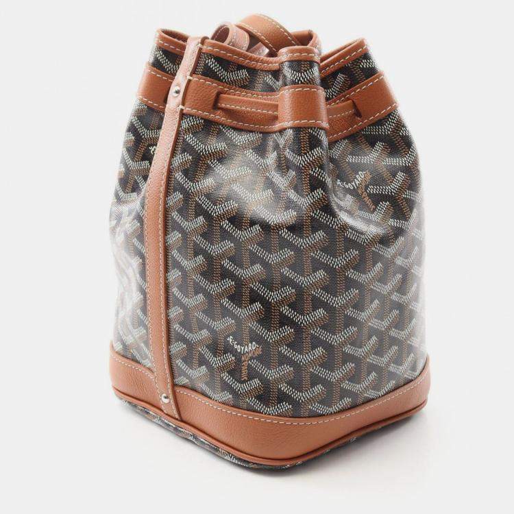 Pre Owned Goyard Petit Flo Black/Brown Coated Canvas Leather. Shoulder Bag