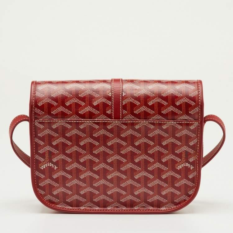 Pre Owned Goyard Red Belvedere II PM Goyardine Coated Canvas and Leather Saddle Bag