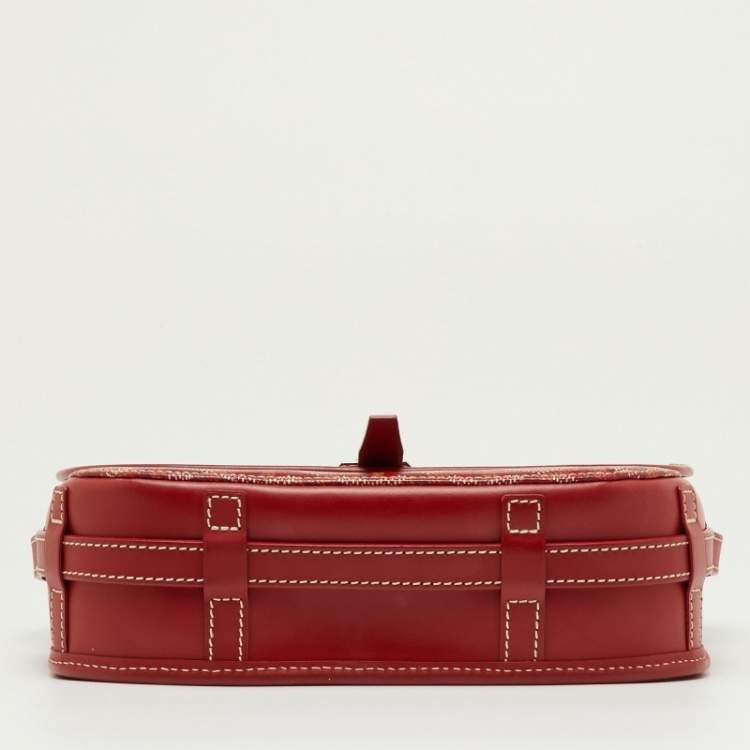 Pre Owned Goyard Red Belvedere II PM Goyardine Coated Canvas and Leather Saddle Bag