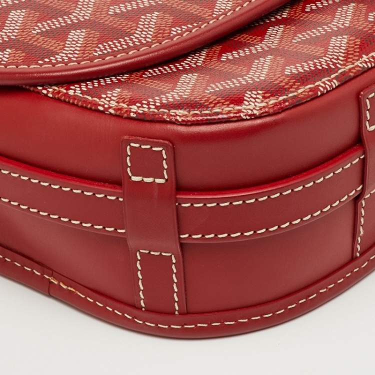 Pre Owned Goyard Red Belvedere II PM Goyardine Coated Canvas and Leather Saddle Bag