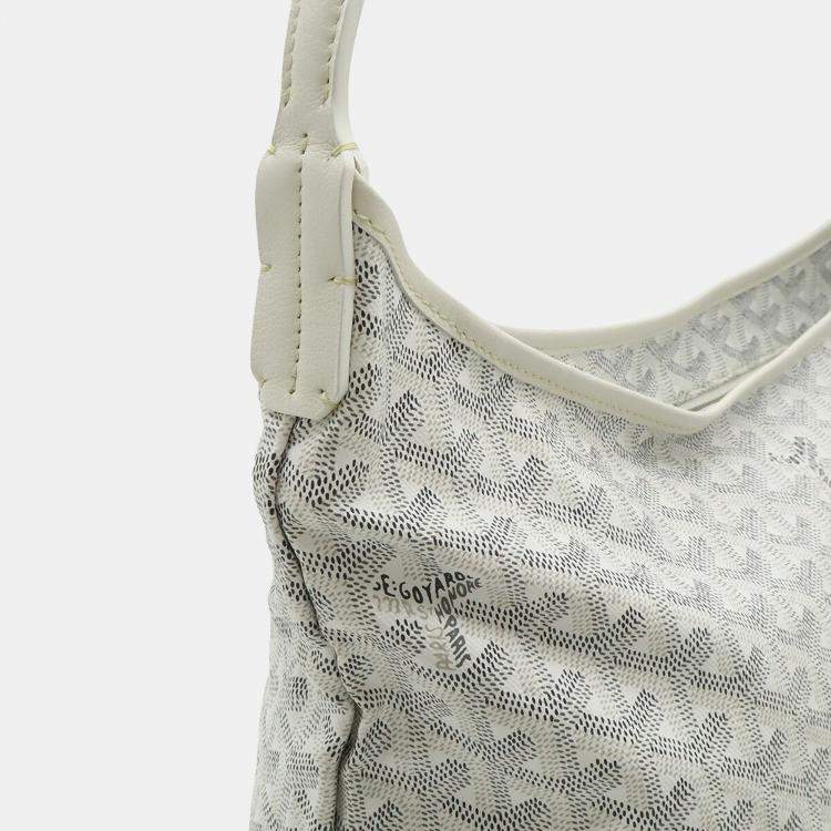 Pre Owned Goyard Boheme Hobo Bag Shoulder Coated Canvas Leather White Gray