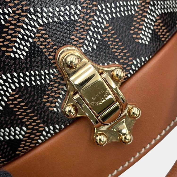 Pre Owned Goyard Hat Box And Alto Trunk Bag Black/Natural Goyardine Canvas Cervon Calf Leather