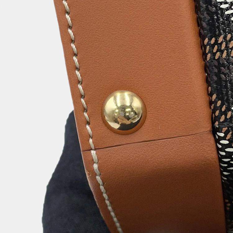 Pre Owned Goyard Hat Box And Alto Trunk Bag Black/Natural Goyardine Canvas Cervon Calf Leather