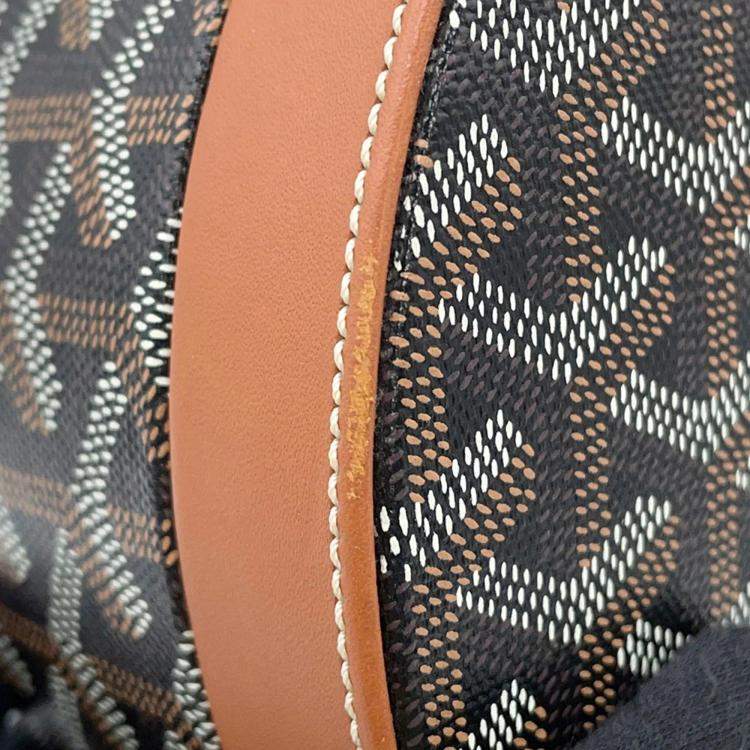 Pre Owned Goyard Hat Box And Alto Trunk Bag Black/Natural Goyardine Canvas Cervon Calf Leather