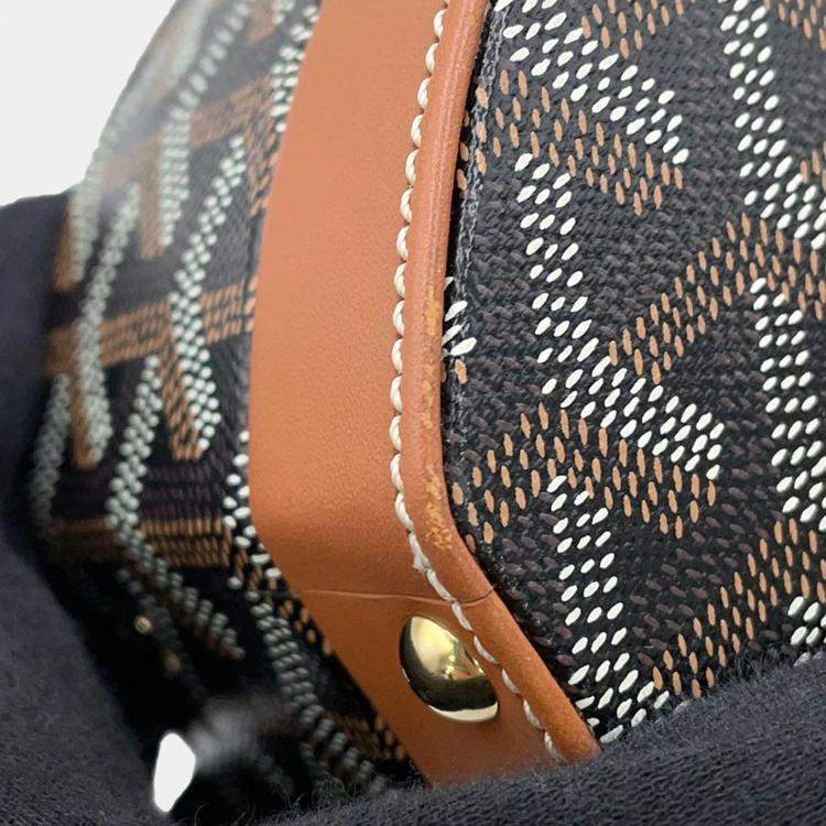 Pre Owned Goyard Hat Box And Alto Trunk Bag Black/Natural Goyardine Canvas Cervon Calf Leather