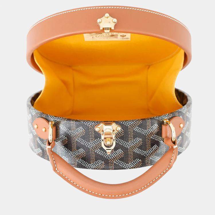 Pre Owned Goyard Hat Box And Alto Trunk Bag Black/Natural Goyardine Canvas Cervon Calf Leather