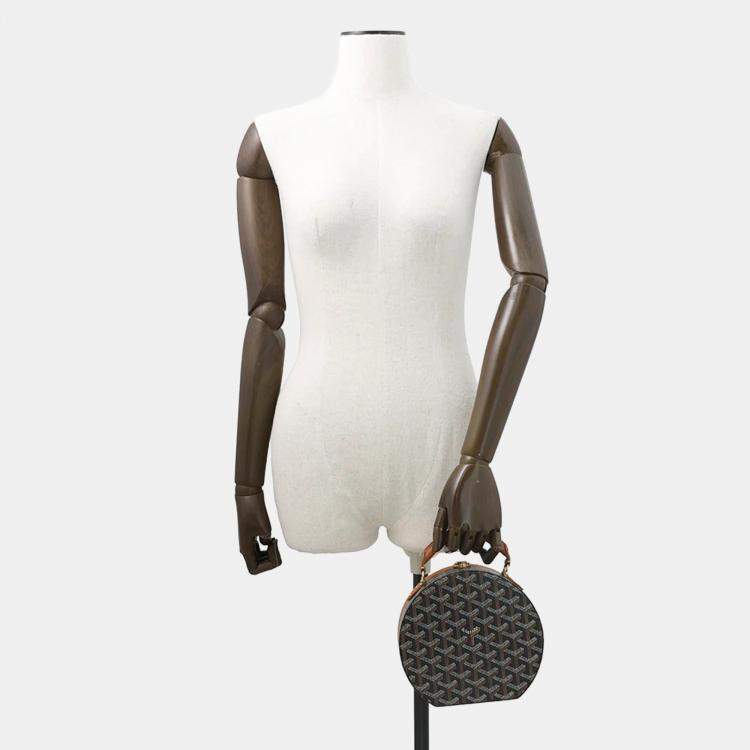 Pre Owned Goyard Hat Box And Alto Trunk Bag Black/Natural Goyardine Canvas Cervon Calf Leather