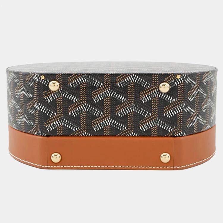 Pre Owned Goyard Hat Box And Alto Trunk Bag Black/Natural Goyardine Canvas Cervon Calf Leather