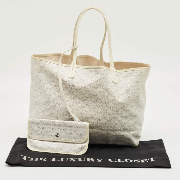 Pre Owned Goyard White Goyardine Coated Canvas and Leather Saint Louis PM Tote
