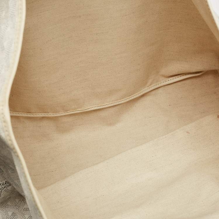 Pre Owned Goyard White Goyardine Coated Canvas and Leather Saint Louis PM Tote