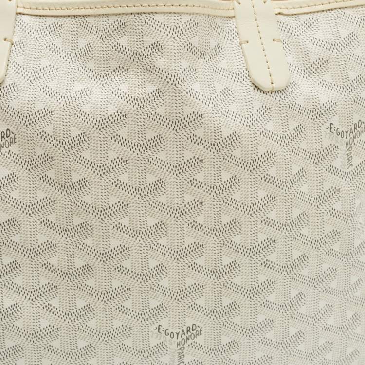 Pre Owned Goyard White Goyardine Coated Canvas and Leather Saint Louis PM Tote