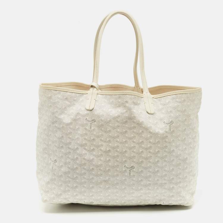 Pre Owned Goyard White Goyardine Coated Canvas and Leather Saint Louis PM Tote