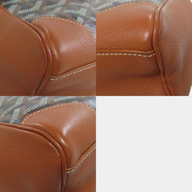 Pre Owned Goyard Saigon Mini Handbag In Coated Canvas And Calfskin Leather