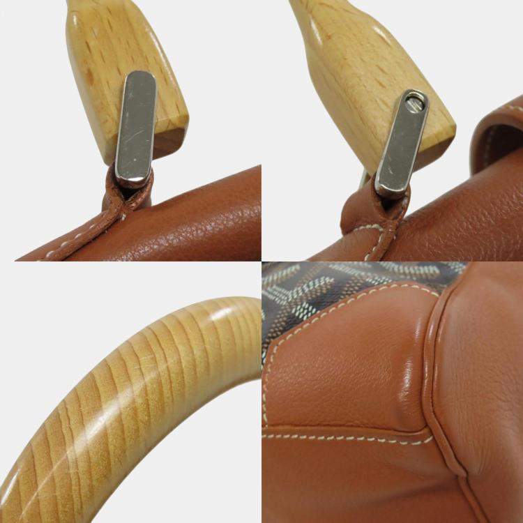 Pre Owned Goyard Saigon Mini Handbag In Coated Canvas And Calfskin Leather