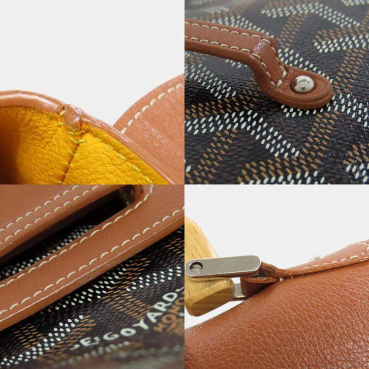 Pre Owned Goyard Saigon Mini Handbag In Coated Canvas And Calfskin Leather