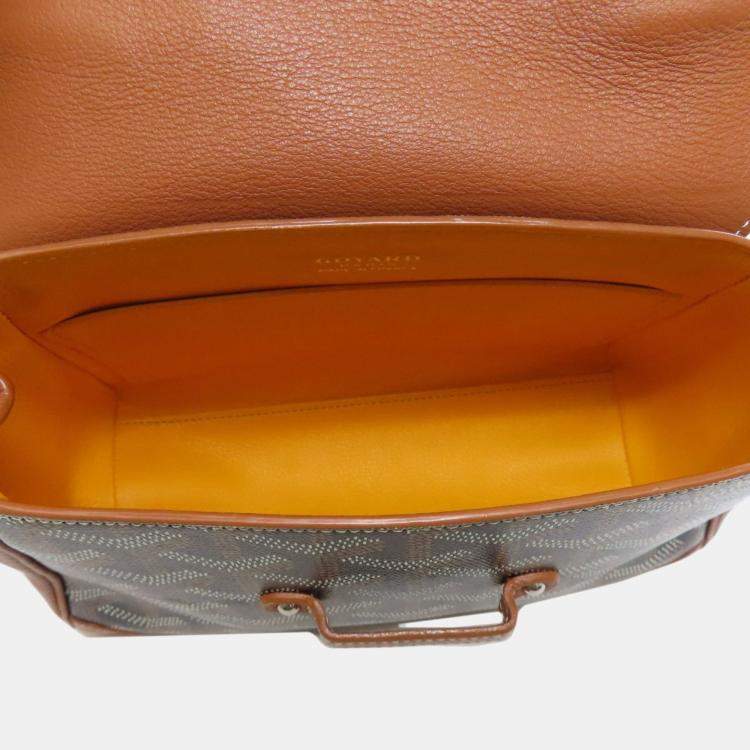 Pre Owned Goyard Saigon Mini Handbag In Coated Canvas And Calfskin Leather