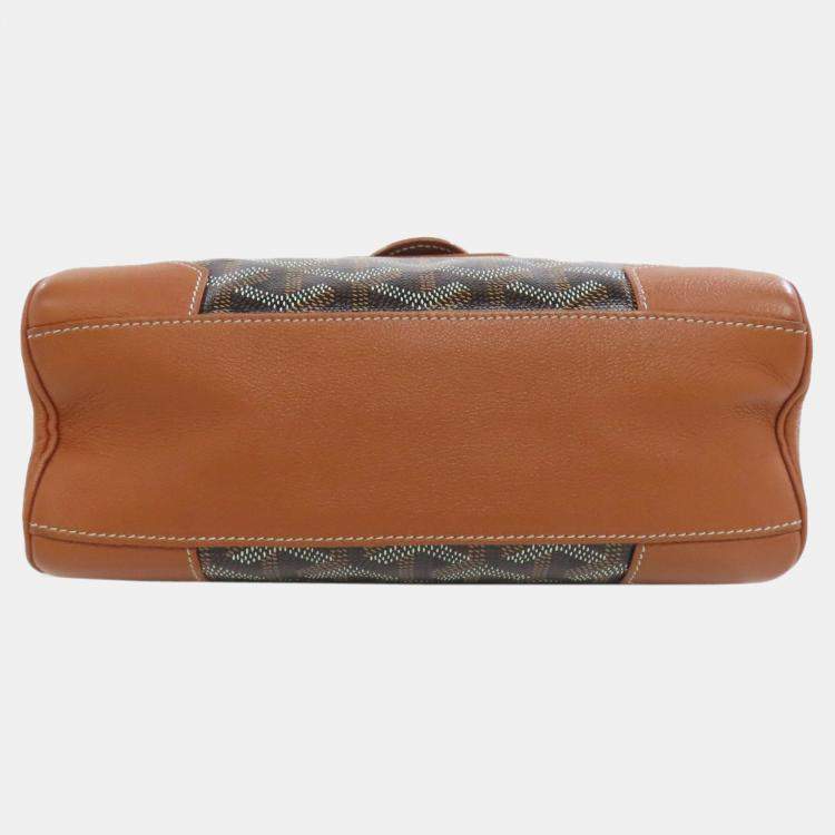 Pre Owned Goyard Saigon Mini Handbag In Coated Canvas And Calfskin Leather