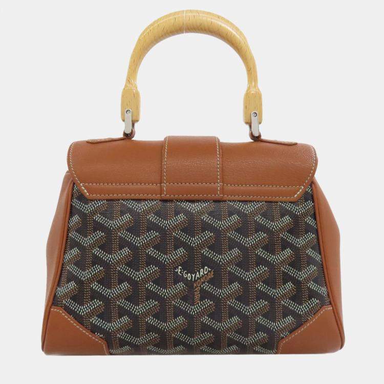Pre Owned Goyard Saigon Mini Handbag In Coated Canvas And Calfskin Leather