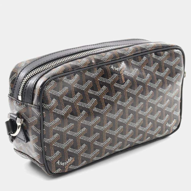 Pre Owned Goyard Cap Vert Pm Shoulder Bag Coated Canvas Leather Black Multicolor