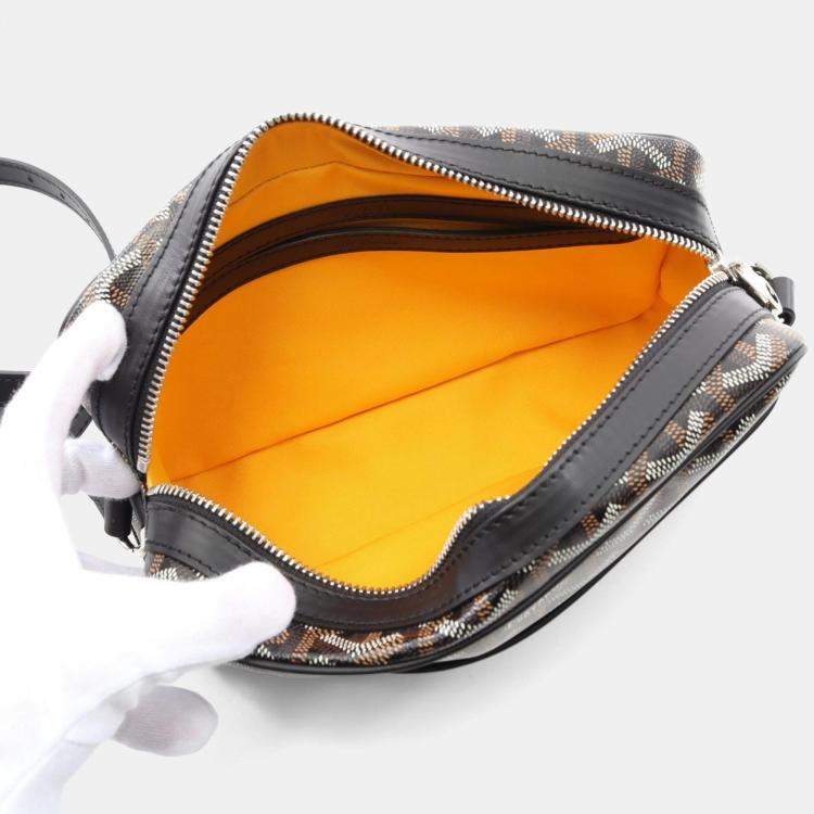 Pre Owned Goyard Cap Vert Pm Shoulder Bag Coated Canvas Leather Black Multicolor