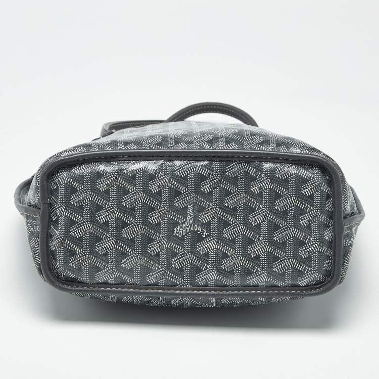 Pre Owned Goyard Grey Goyardine Coated Canvas and Leather Mini Reversible Anjou Tote