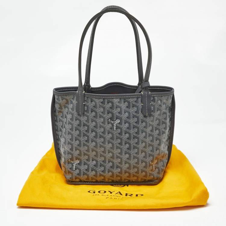 Pre Owned Goyard Grey Goyardine Coated Canvas and Leather Mini Reversible Anjou Tote