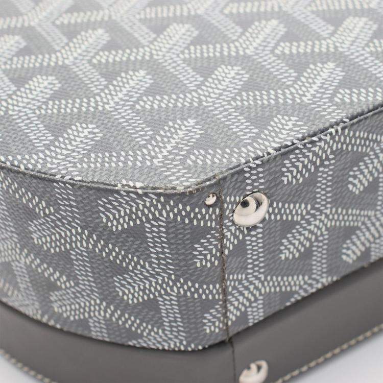 Pre Owned Goyard Hat Box Alto Trunk Gray White Canvas Leather Shoulder Bag