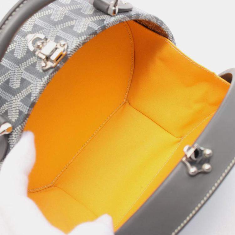 Pre Owned Goyard Hat Box Alto Trunk Gray White Canvas Leather Shoulder Bag