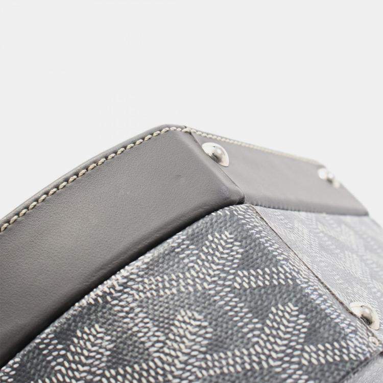 Pre Owned Goyard Hat Box Alto Trunk Gray White Canvas Leather Shoulder Bag