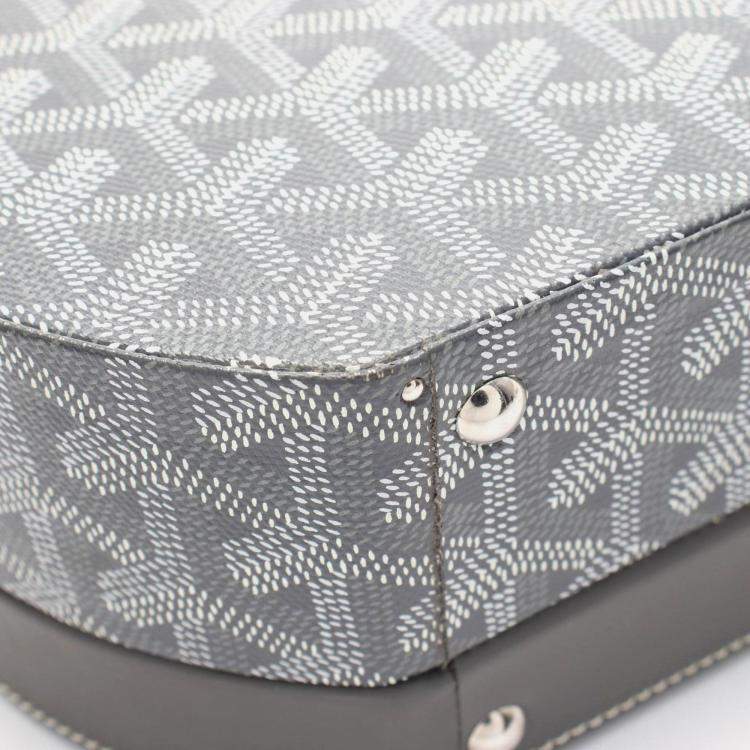 Pre Owned Goyard Hat Box Alto Trunk Bag Handbag Coated Canvas Leather Gray White
