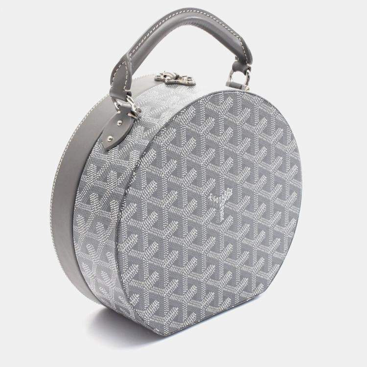 Pre Owned Goyard Hat Box Alto Trunk Bag Handbag Coated Canvas Leather Gray White