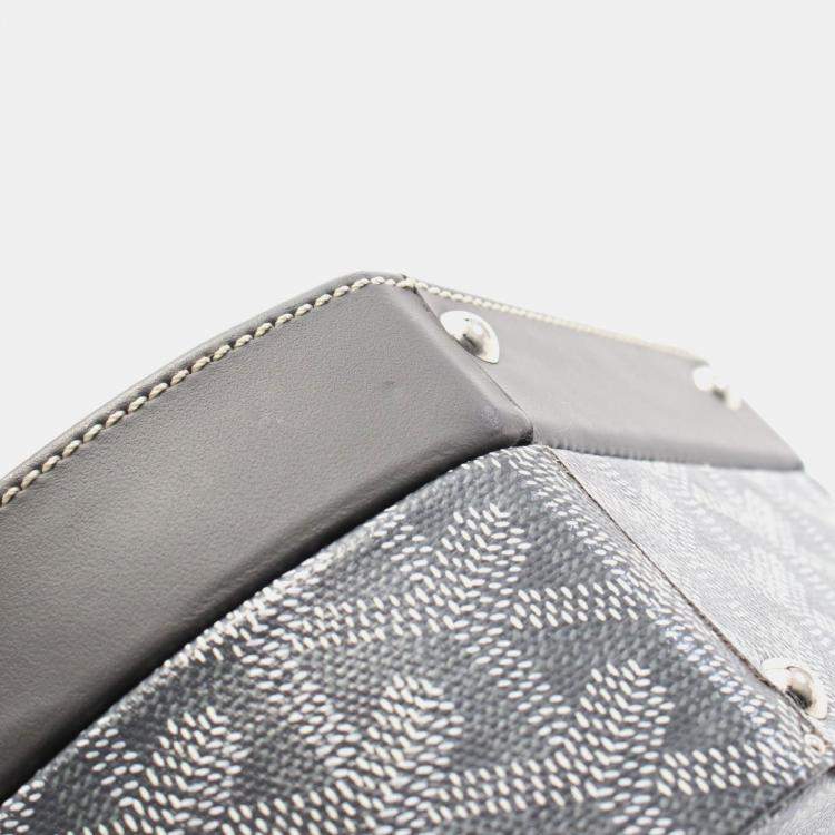 Pre Owned Goyard Hat Box Alto Trunk Bag Handbag Coated Canvas Leather Gray White