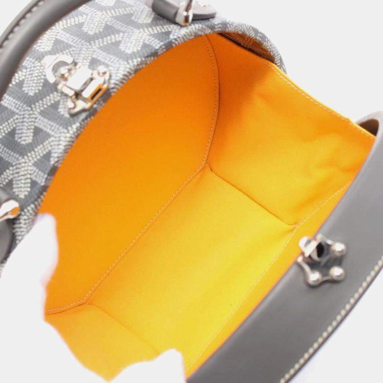 Pre Owned Goyard Hat Box Alto Trunk Bag Handbag Coated Canvas Leather Gray White