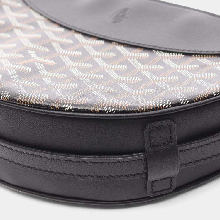 Pre Owned Goyard Hirondelle Black Canvas Leather Shoulder Bag