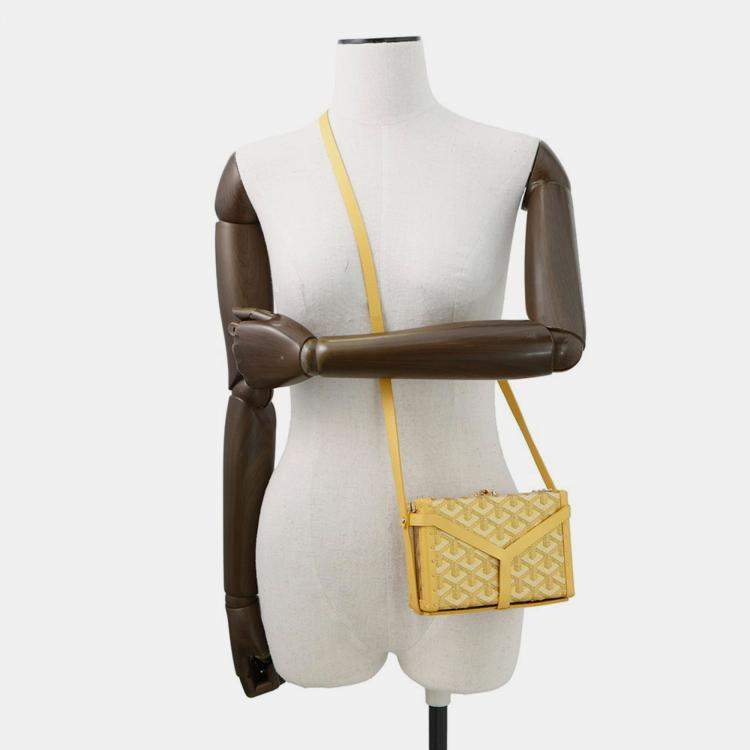 Pre Owned Goyard Minaudiere Shoulder Bag Trunk Yellow Leather