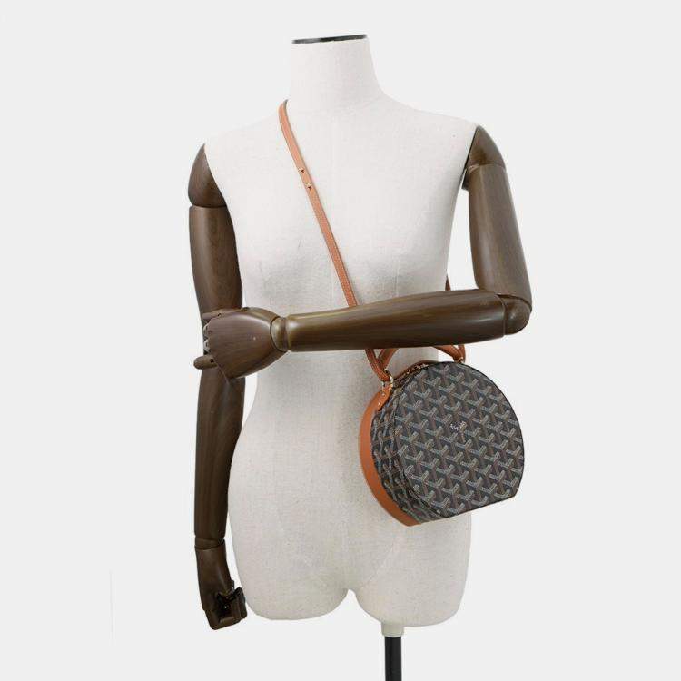 Pre Owned Goyard Handbag Hat Box - Alto Trunk Bag Black/Brown