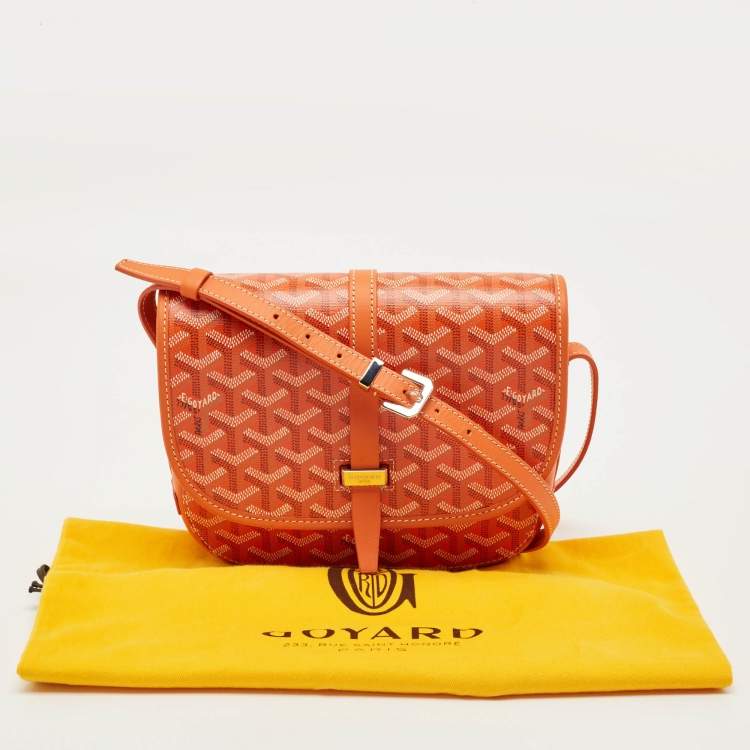Pre Owned Goyard Belvedere II PM Orange Goyardine Coated Canvas and Leather Bag