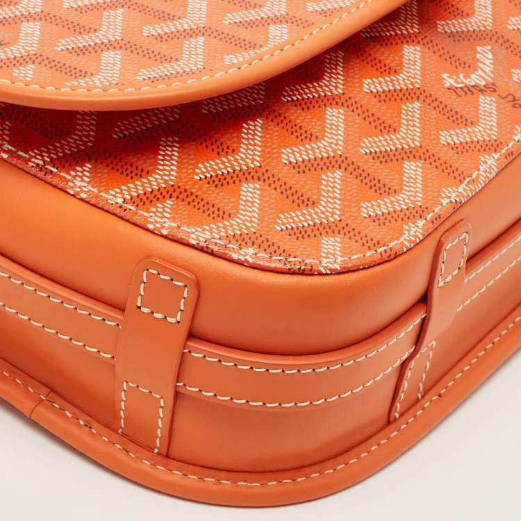 Pre Owned Goyard Belvedere II PM Orange Goyardine Coated Canvas and Leather Bag