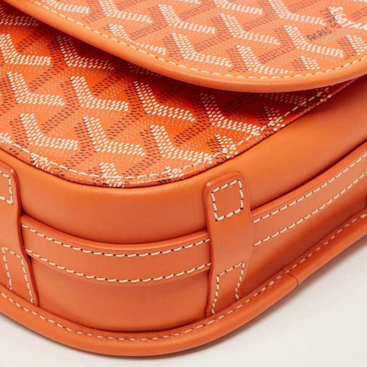 Pre Owned Goyard Belvedere II PM Orange Goyardine Coated Canvas and Leather Bag