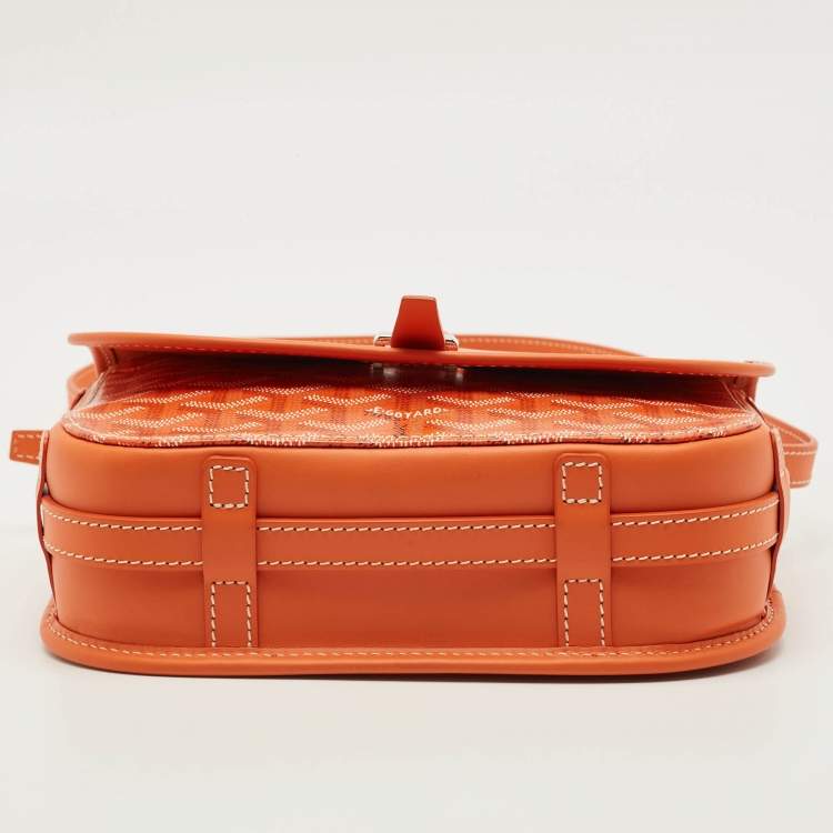Pre Owned Goyard Belvedere II PM Orange Goyardine Coated Canvas and Leather Bag