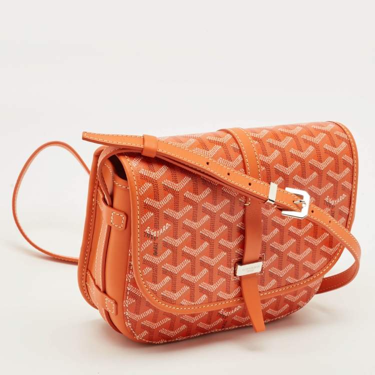 Pre Owned Goyard Belvedere II PM Orange Goyardine Coated Canvas and Leather Bag