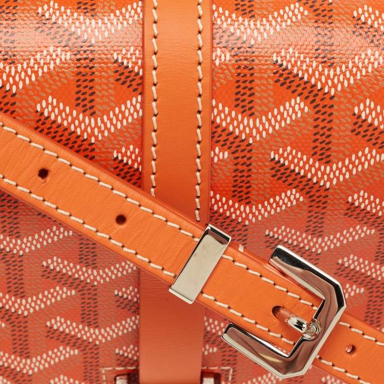 Pre Owned Goyard Belvedere II PM Orange Goyardine Coated Canvas and Leather Bag