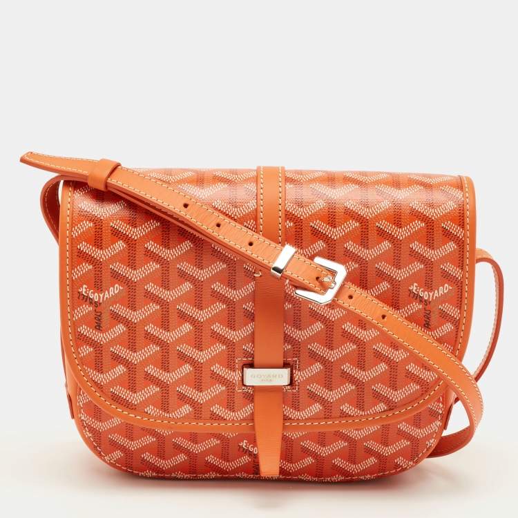 Pre Owned Goyard Belvedere II PM Orange Goyardine Coated Canvas and Leather Bag