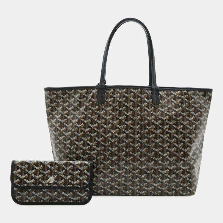 مملوكة مسبقًا Goyard Saint Louis Pm Tote Bag Shoulder Coated Canvas Leather Black Brown White
