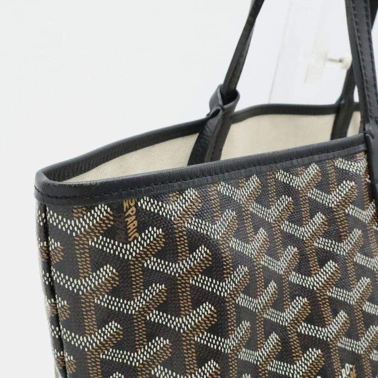 مملوكة مسبقًا Goyard Saint Louis Pm Tote Bag Shoulder Coated Canvas Leather Black Brown White