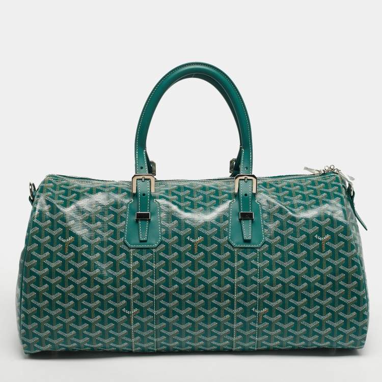 مملوكة مسبقًا Goyard Boston 45 Green Goyardine Coated Canvas and Leather Duffel Bag