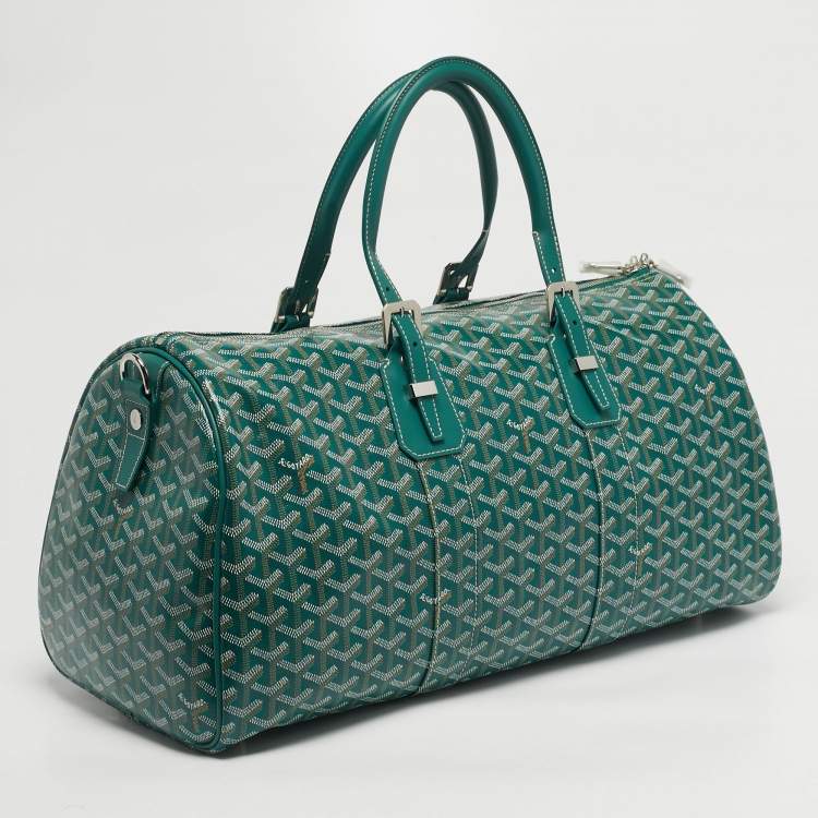 مملوكة مسبقًا Goyard Boston 45 Green Goyardine Coated Canvas and Leather Duffel Bag